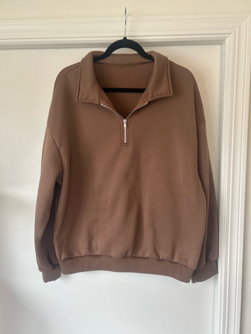 Relaxed Brown Quarter-Zip Sweatshirt for Women